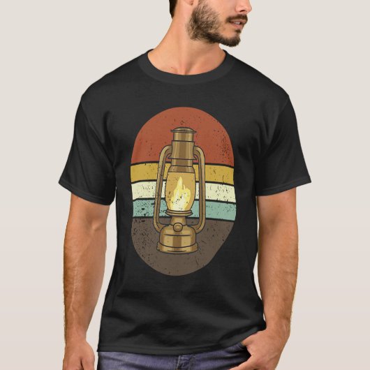 Camping Lantern 60s 70s Style Camping Lover Retro T-Shirt (Vorderseite)