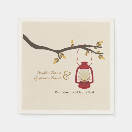 Camping Lantern Hochzeit im Herbst Napkins Serviette (Vorderseite)