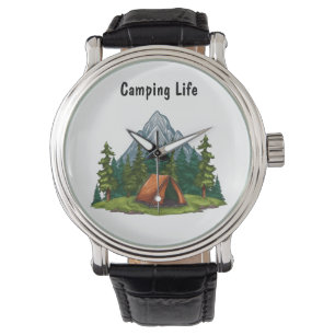 Camping-Leben Bergwald-Abenteuerstil Armbanduhr