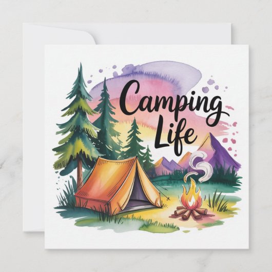Camping-Leben Einladung (Vorderseite)