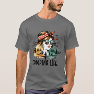 Camping-Leben Mädchen mit Naturreflexion T-Shirt