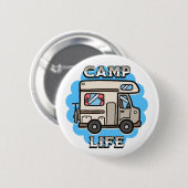 Camping-Leben | Retro-Campingwagen Button (Vorne & Hinten)
