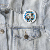 Camping-Leben | Retro-Campingwagen Button (Beispiel)