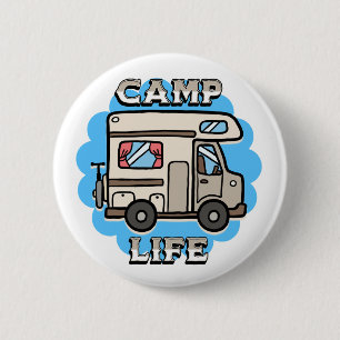 Camping-Leben Retro-Campingwagen Button