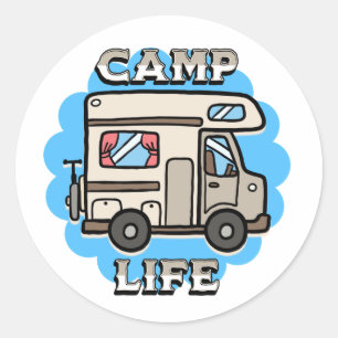 Camping-Leben Retro-Campingwagen Runder Aufkleber