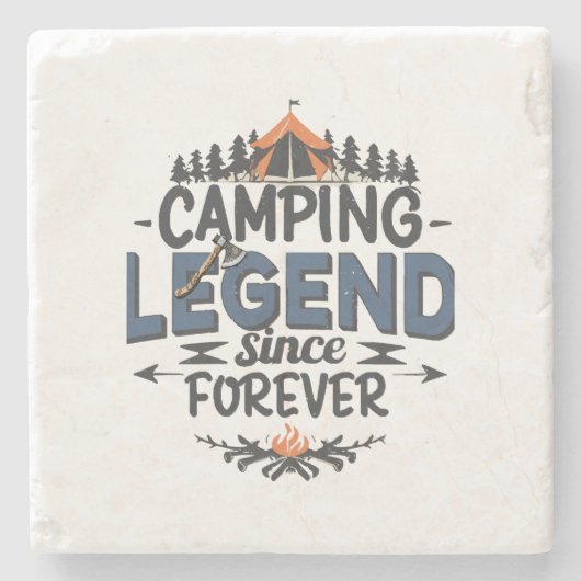 Camping Legend seit ewig Steinuntersetzer (Vorderseite)