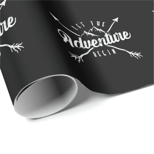 Camping "Let The Adventure Begin" Geschenkpapier (Rolleneckpunkt)