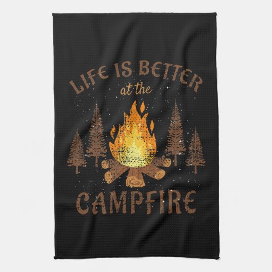 Camping - Life is Better by the Campfire Geschirrtuch (Vertikal)