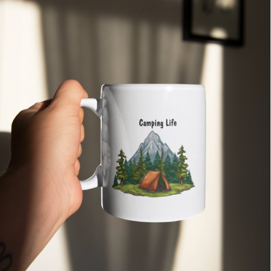 Camping Life mit einem Zelt im Wald Kaffeetasse