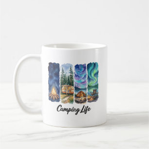 Camping Life Wasserfarben-Abenteuer mit Zeltbäumen Kaffeetasse