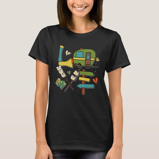 Camping Love Happy Camper Outdoor Glamping Camping T-Shirt (Vorderseite)