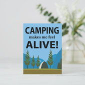 Camping macht mich zu einem lebendigen Camping Postkarte (Stehend Vorderseite)