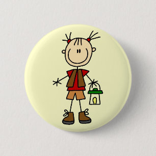 Camping-Mädchen mit Laterne T-Shirts und Geschenke Button
