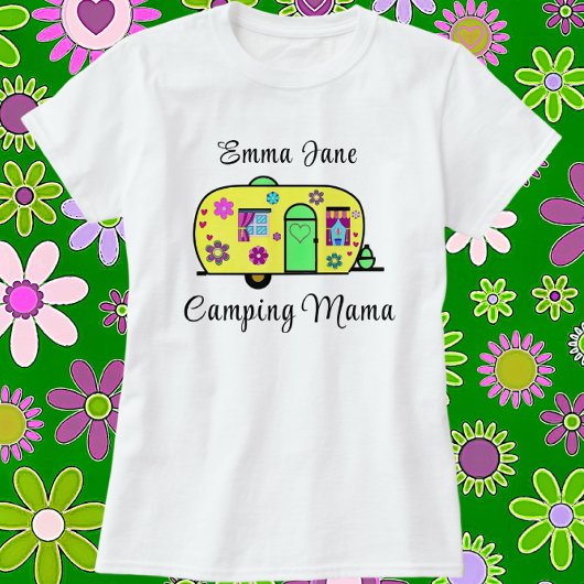 Camping Mama Sweet Camper Trailer mit Name T-Shirt