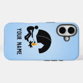 Camping-Mann mit Zelt, fügen Sie Ihren Namen blau Case-Mate iPhone Hülle (Rückseite (Horizontal))