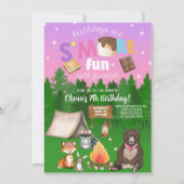 Camping mehr Spaß Mädchen Geburtstag einladen. Einladung (Vorderseite)