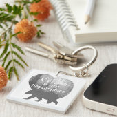 Camping mein glücklicher Platz schwarz in weiß, an Schlüsselanhänger (Vorderseite rechts)