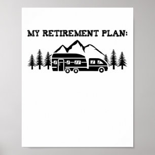 Camping Mein Rentenplan Natur T-Shirt Camper Herre Poster