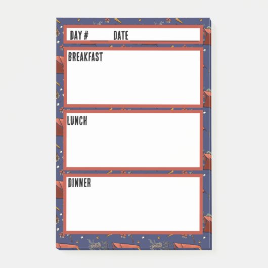 Camping-Menü-Essensplanungstool Post-it Klebezettel (Vorderseite)