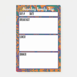 Camping-Menü-Essensplanungstool Post-it Klebezettel