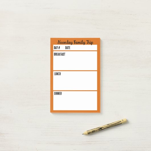 Camping-Menü-Essensplanungstool Post-it Klebezettel (Auf Schreibtisch)