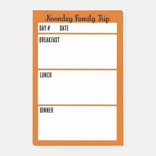 Camping-Menü-Essensplanungstool Post-it Klebezettel (Vorderseite)