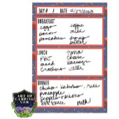 Camping-Menü-Essensplanungstool Post-it Klebezettel