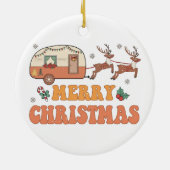 Camping Merry Christmas Reindeer Typography Keramik Ornament (Hinten)