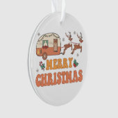 Camping Merry Christmas Reindeer Typography Ornament (Vorderseite)