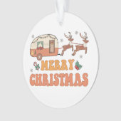 Camping Merry Christmas Reindeer Typography Ornament (Vorderseite)