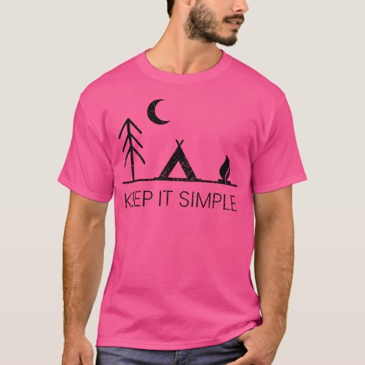 Camping - Minimalistisch Behalten Einfaches Gesche T-Shirt (Vorderseite)