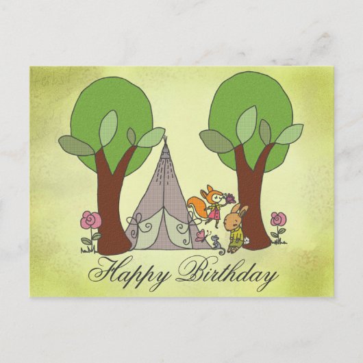 Camping mit Fuchs Postkarte (Vorderseite)