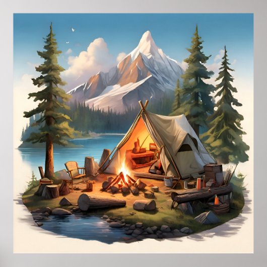 Camping mit geliebten Menschen Poster (Vorne)