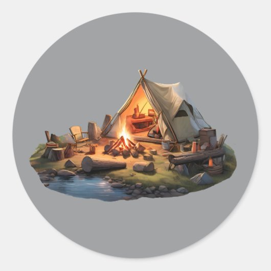 Camping mit Geliebten Runder Aufkleber (Vorderseite)