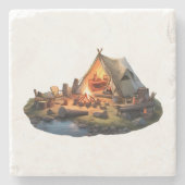 Camping mit Geliebten Steinuntersetzer (Vorderseite)