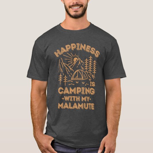 Camping mit Malamute Retro T-Shirt (Vorderseite)