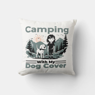 Camping mit meinem Hund dekoratives Kissen