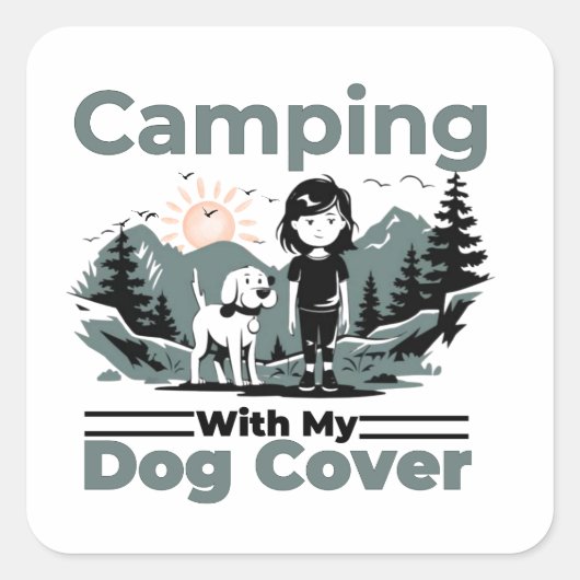 Camping mit meinem Hund Vinyl Sticker (Vorderseite)