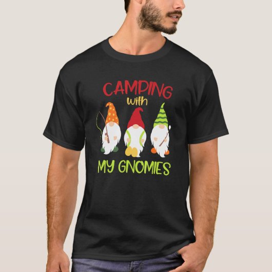 Camping mit meinen Gnomen Camper Fischen Wanderlag T-Shirt (Vorderseite)