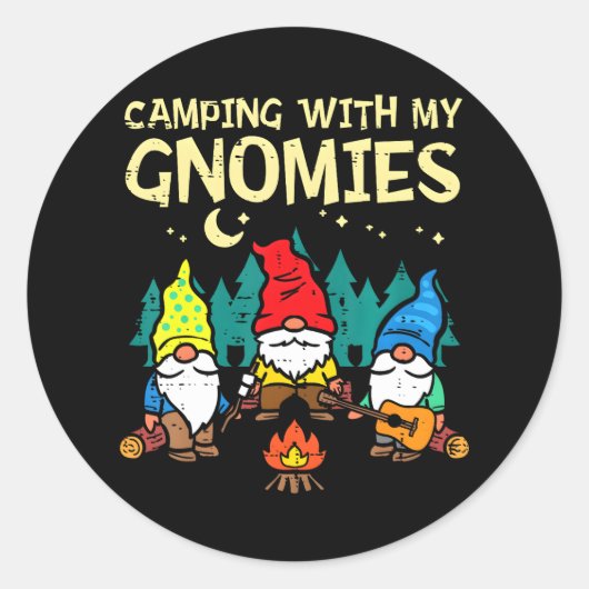 Camping mit meinen Gnomen Funny Camper Gnomes Runder Aufkleber (Vorderseite)