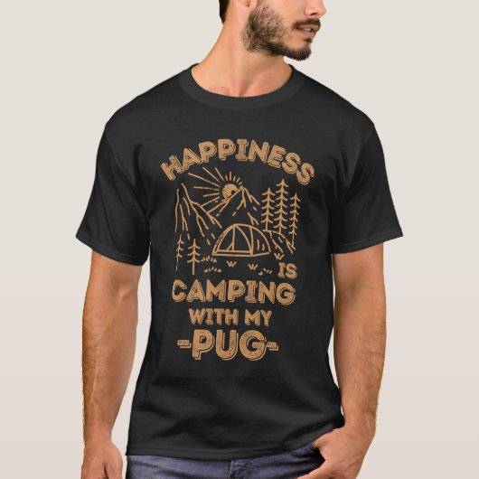 Camping mit Mops-Geschenk T-Shirt (Vorderseite)