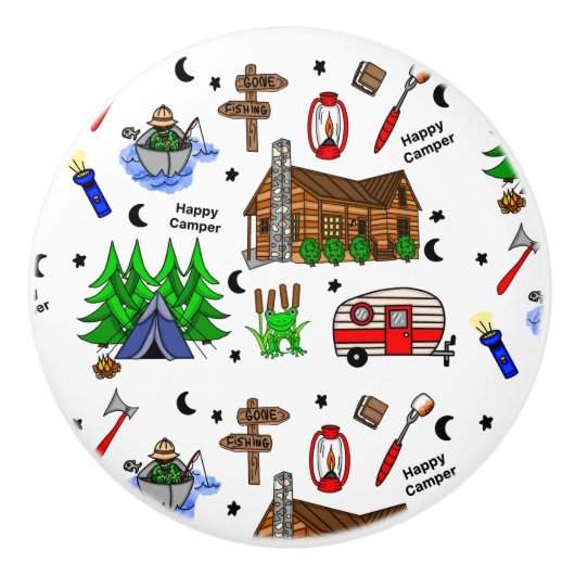 Camping Mittelwestliche Fischerei Keramikknauf (Vorderseite)