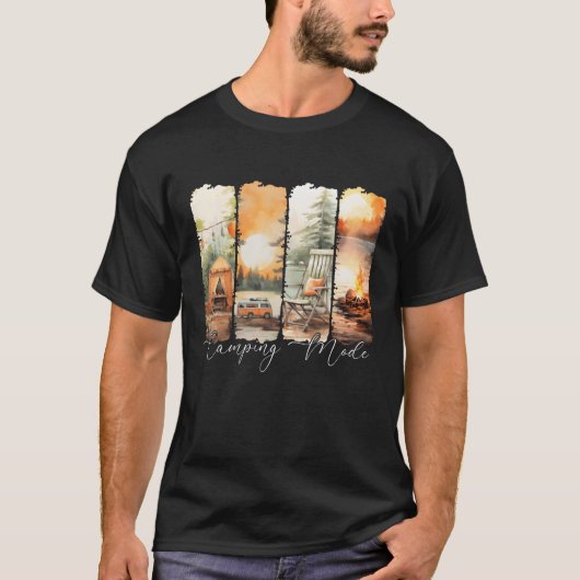 Camping-Modus Retro-Sommer lustig T-Shirt (Vorderseite)