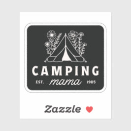 Camping mom camper mama mother whimsical black aufkleber