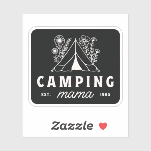 Camping mom camper mama mother whimsical black aufkleber (Blatt)