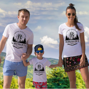 Camping-Monogramm mit benutzerdefinierter Zuordnun T-Shirt