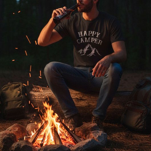 Camping Mountain Adventure Happy Camper Schwarz T-Shirt
