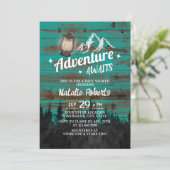 Camping Mountain Adventure Rustikale Aquamarine Ba Einladung (Stehend Vorderseite)