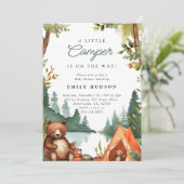 Camping Mountain Rustic Babydusche Einladung (Stehend Vorderseite)