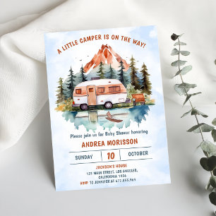 Camping Mountain Rustic Babydusche Einladung